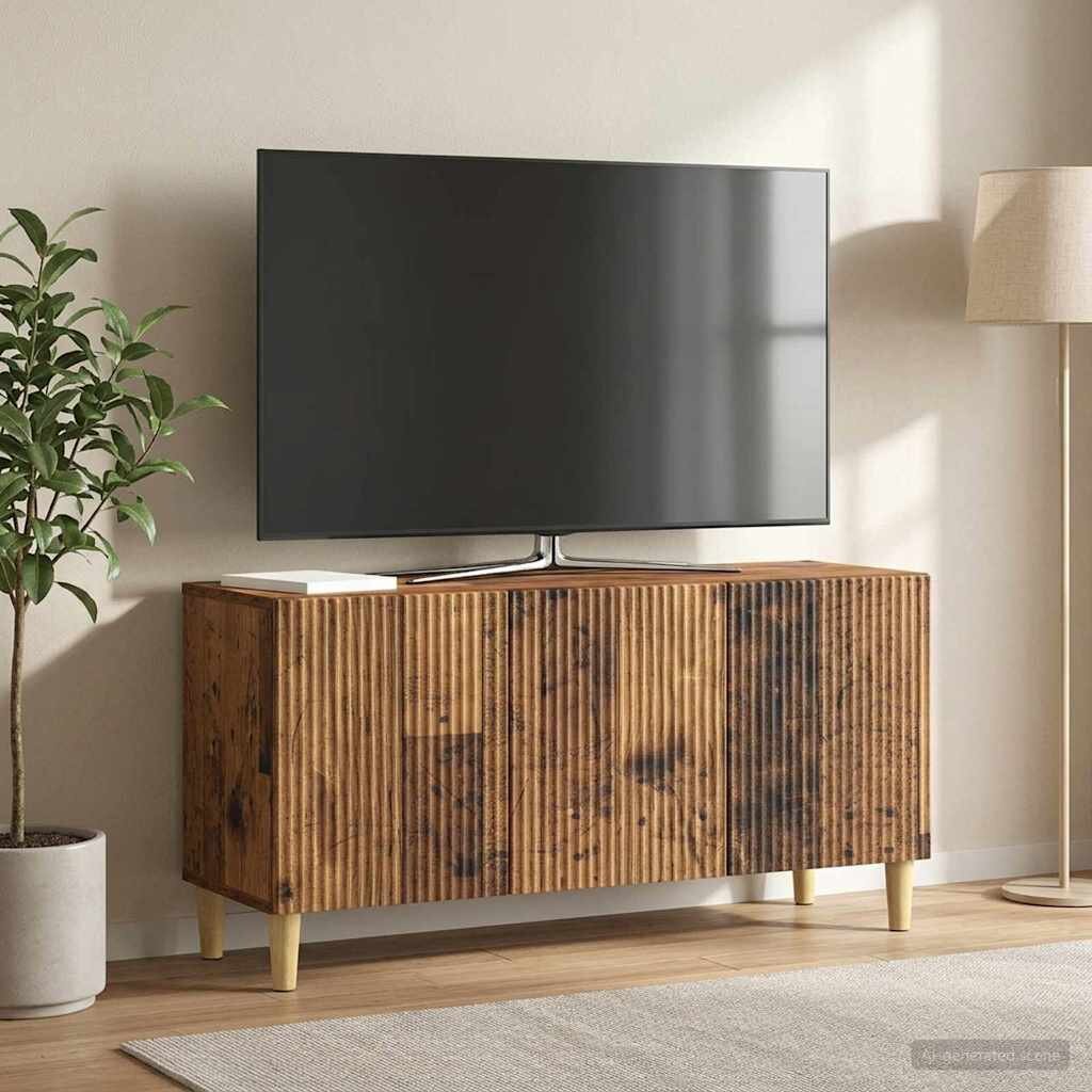 vidaXL ТВ шкаф 99 x 345 x 50 см Старо дърво Инженерна дървесина