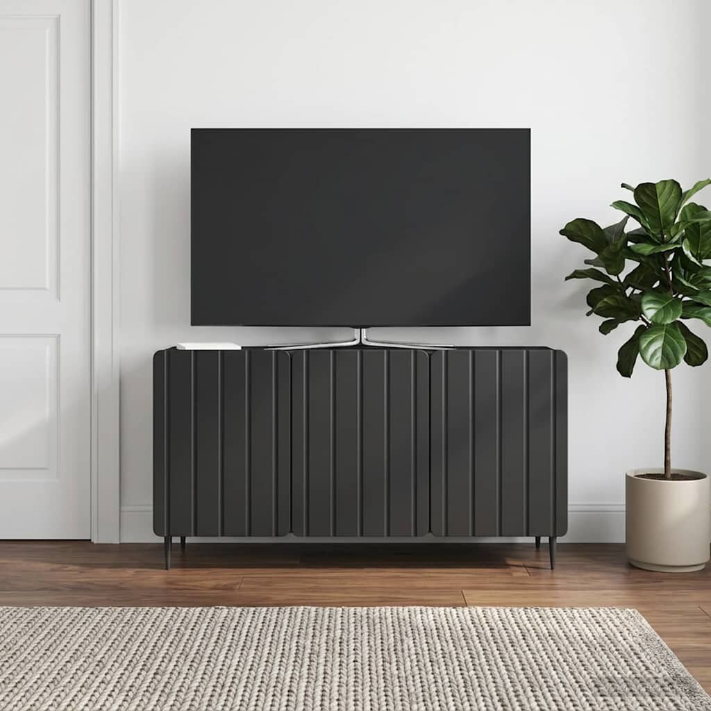 vidaXL ТВ шкаф 99 x 345 x 52 см Черно Инженерна дървесина