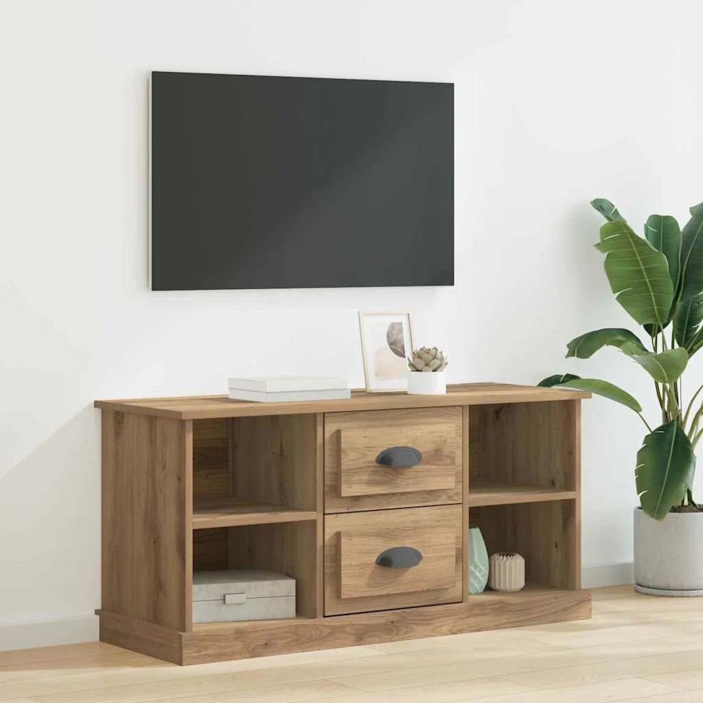 vidaXL ТВ шкаф 995 x 355 x 48 см Дъб Инженерна дървесина