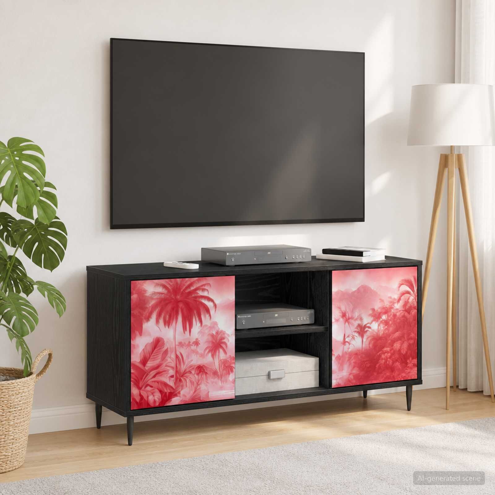 vidaXL ТВ шкаф AACHEN 102 x 33 x 51 см Черен дъб Инженерна дървесина