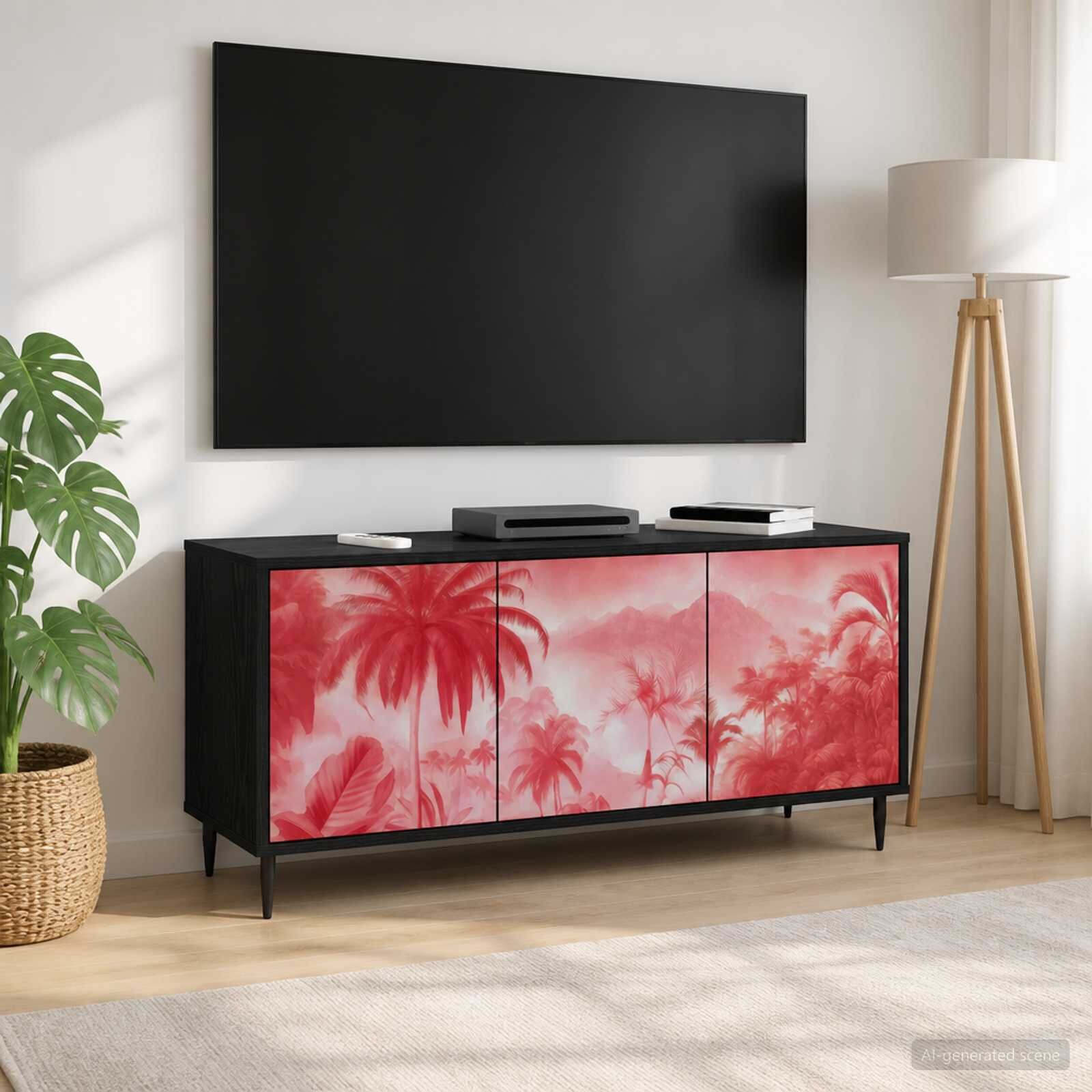 vidaXL ТВ шкаф AACHEN 102 x 33 x 51 см Черен дъб Инженерна дървесина