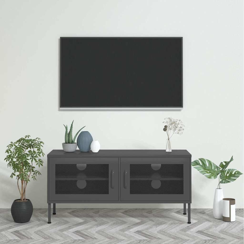 vidaXL ТВ шкаф антрацит 105x35x50 см стомана