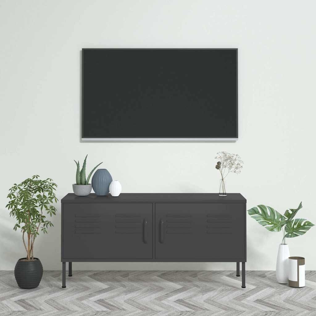 vidaXL ТВ шкаф антрацит 105x35x50 см стомана