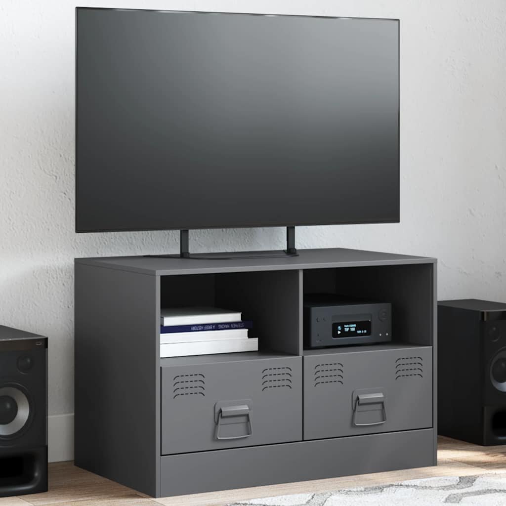 vidaXL ТВ шкаф антрацит 67x39x44 см стомана