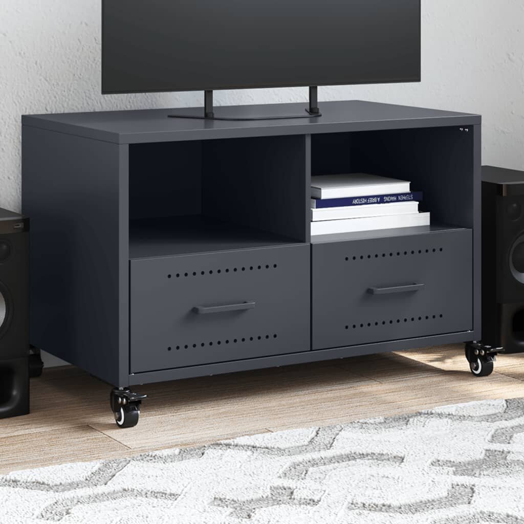 vidaXL ТВ шкаф антрацит 68x39x435 см стомана