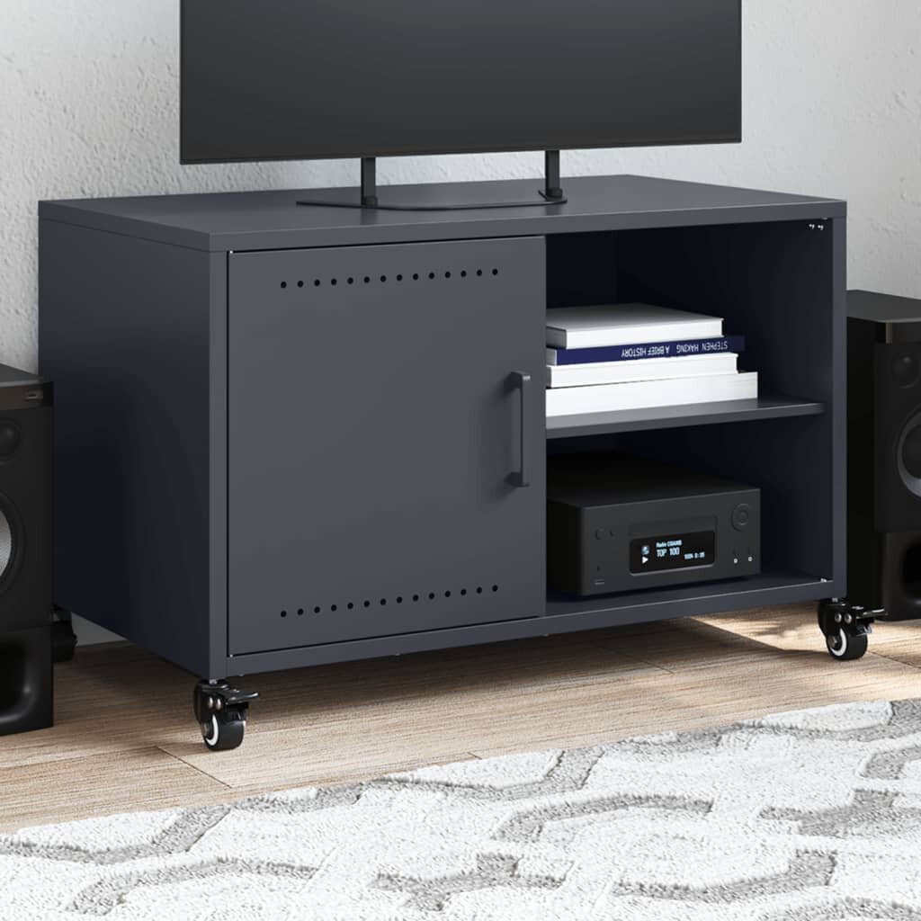 vidaXL ТВ шкаф антрацит 68x39x435 см стомана