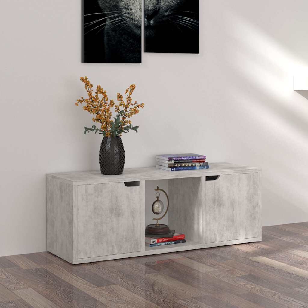 vidaXL ТВ шкаф бетонно 885x275x305 см инженерно дърво