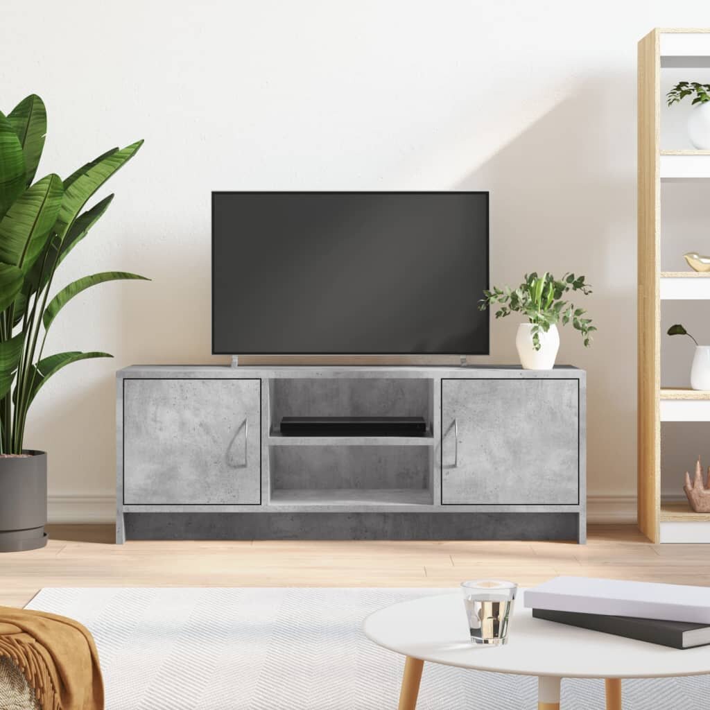 vidaXL ТВ шкаф бетонно сив 102x30x375 см инженерно дърво