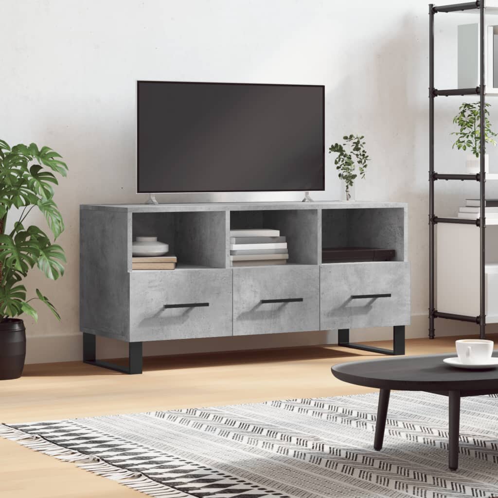 vidaXL ТВ шкаф бетонно сив 102x36x50 см инженерно дърво