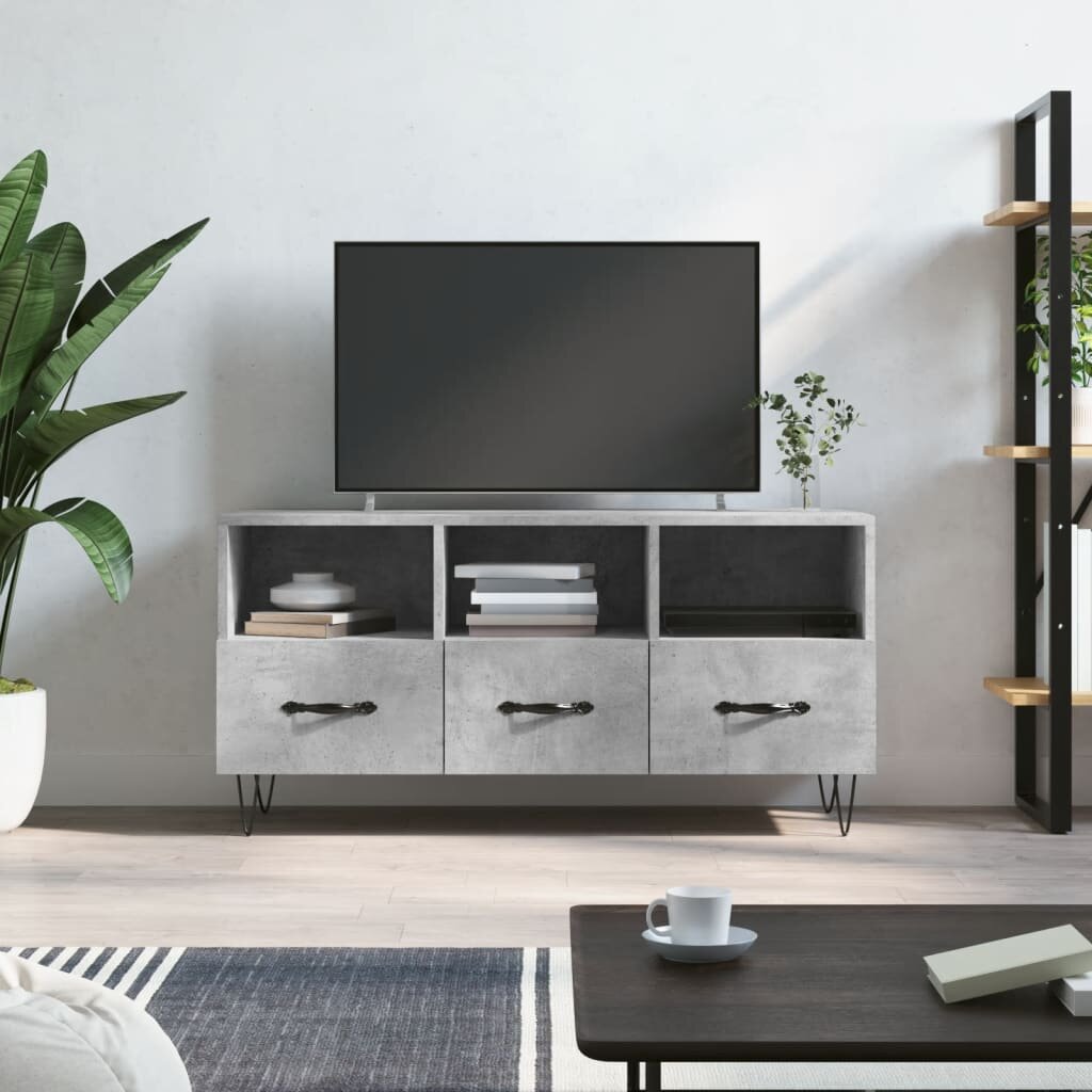 vidaXL ТВ шкаф бетонно сив 102x36x50 см инженерно дърво