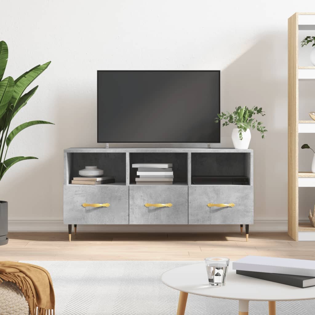 vidaXL ТВ шкаф бетонно сив 102x36x50 см инженерно дърво
