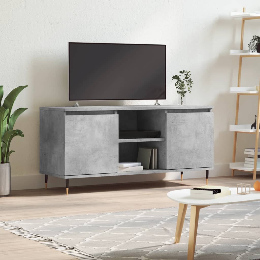 vidaXL ТВ шкаф бетонно сив 104x35x50 см инженерно дърво