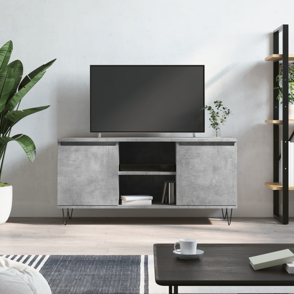 vidaXL ТВ шкаф бетонно сив 104x35x50 см инженерно дърво