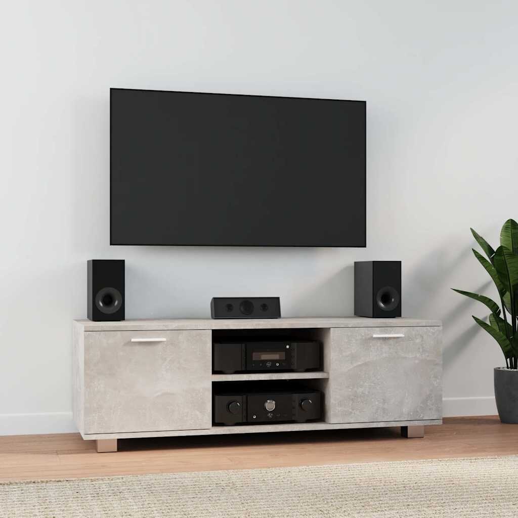 vidaXL ТВ шкаф бетонно сив 120x405x35 см инженерно дърво