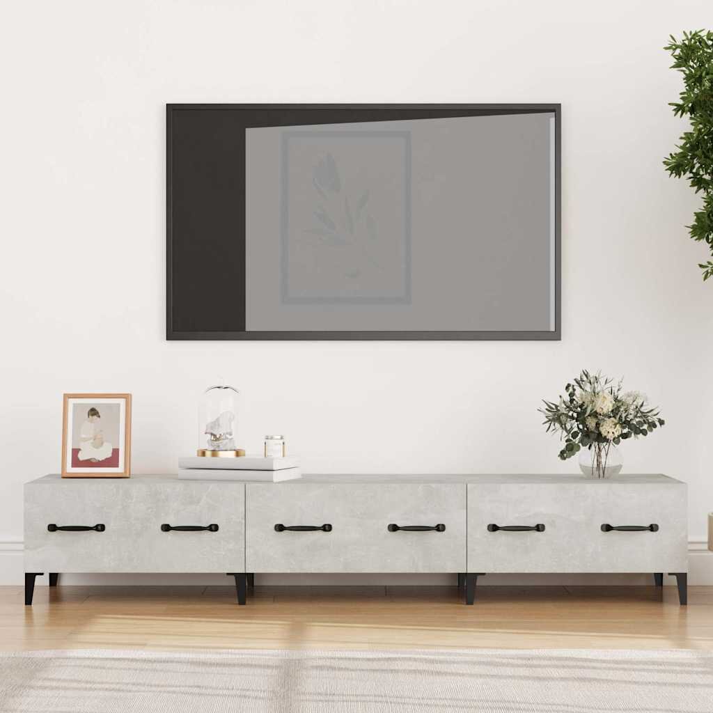 vidaXL ТВ шкаф бетонно сив 150x345x30 см инженерно дърво
