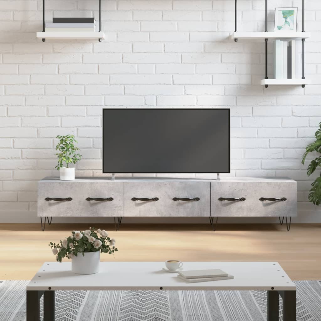 vidaXL ТВ шкаф бетонно сив 150x36x30 см инженерно дърво