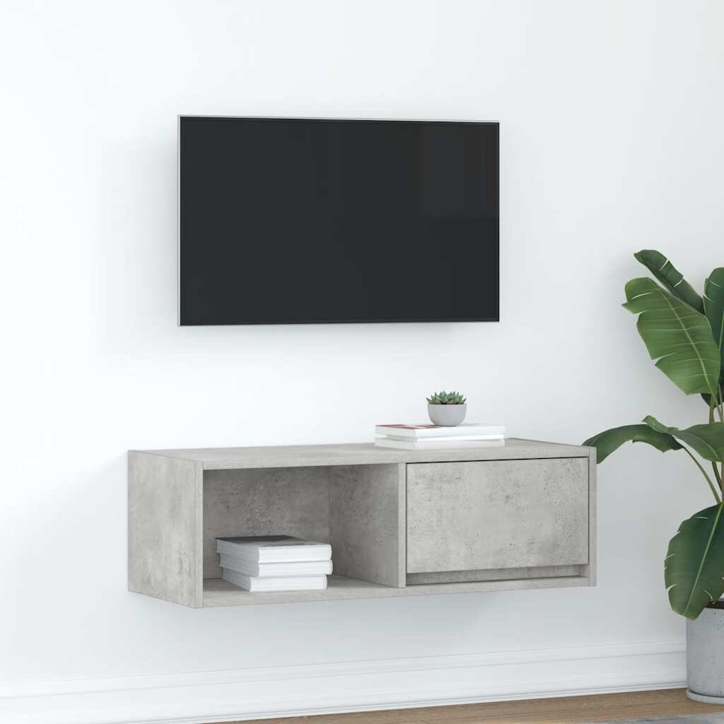 vidaXL ТВ шкаф бетонно сив 80x31x255 см инженерно дърво