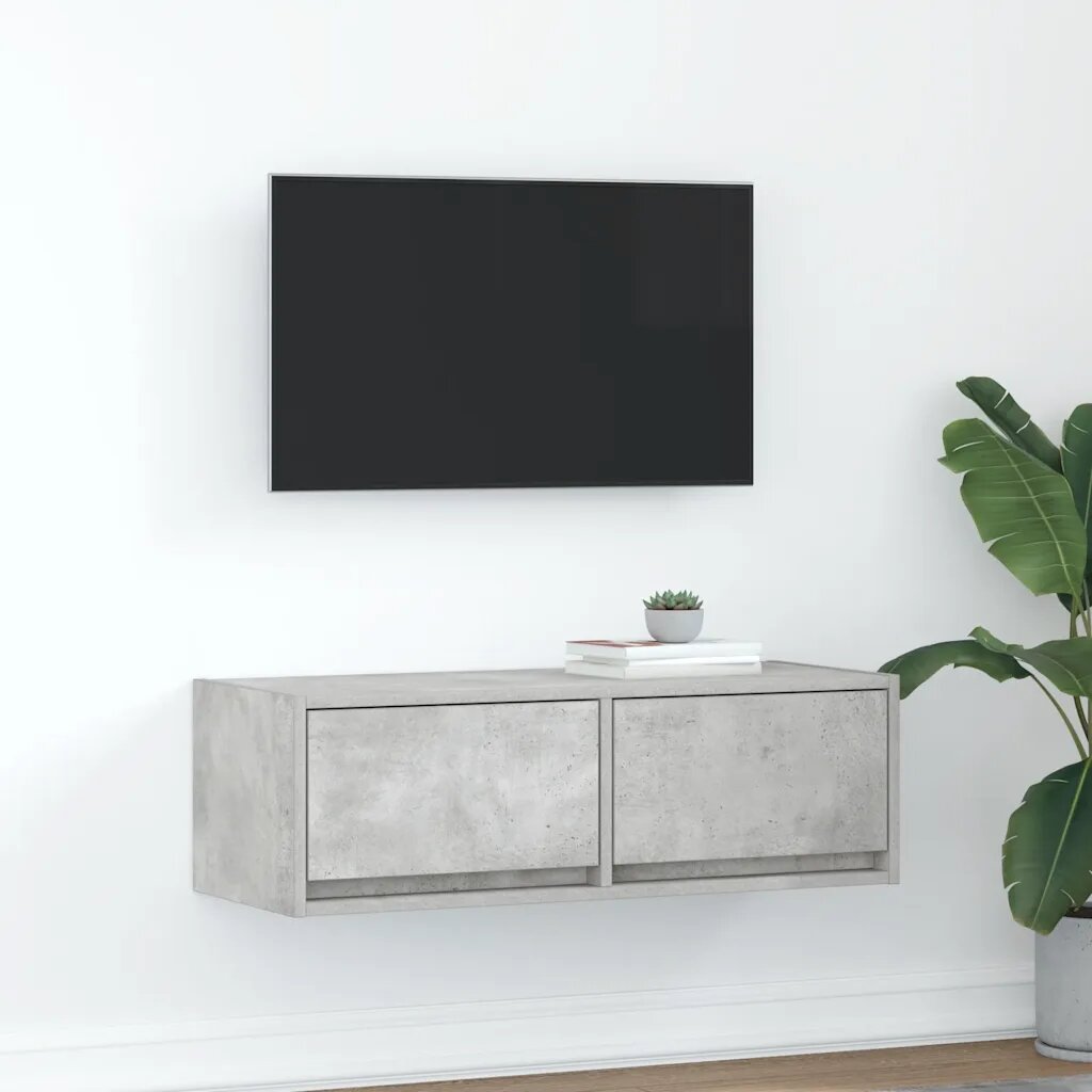 vidaXL ТВ шкаф бетонно сив 80x31x255 см инженерно дърво