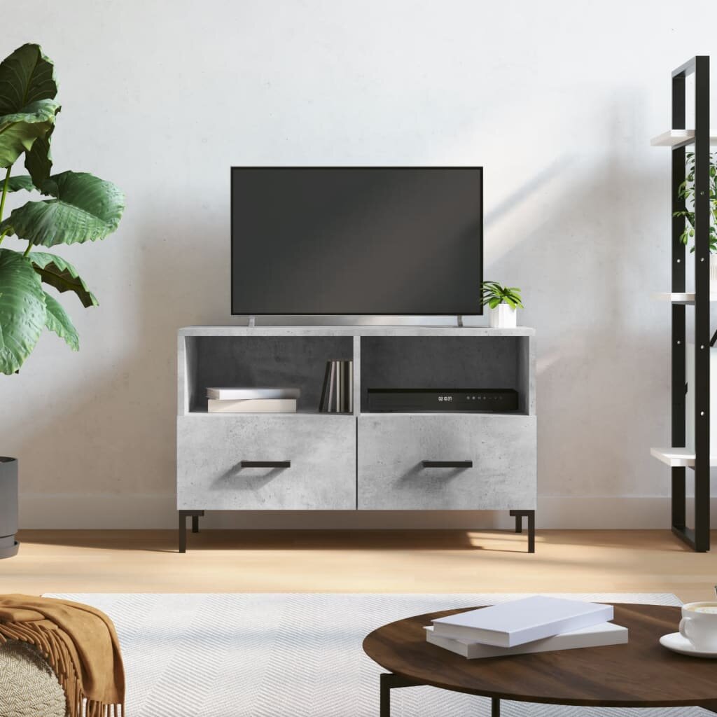 vidaXL ТВ шкаф бетонно сив 80x36x50 см инженерно дърво