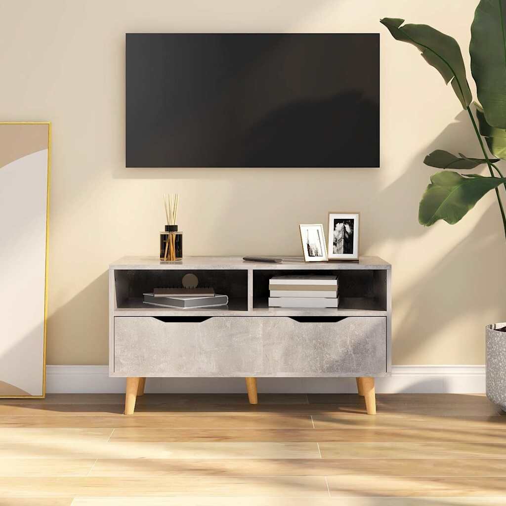 vidaXL ТВ шкаф бетонно сив 90x40x485 см инженерно дърво