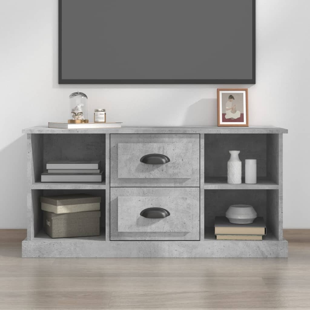 vidaXL ТВ шкаф бетонно сив 995x355x48 см инженерно дърво