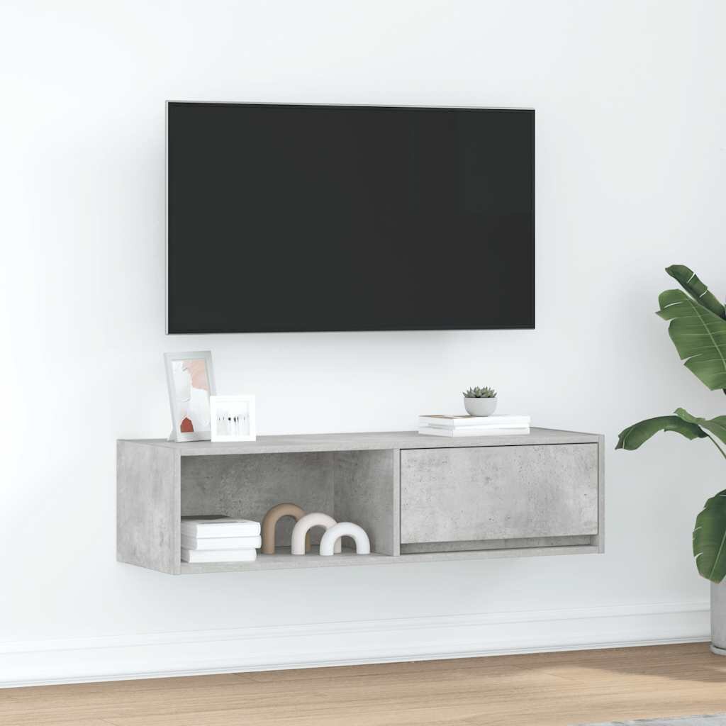 vidaXL ТВ шкаф бетонно сиво 100x31x255 см инженерно дърво