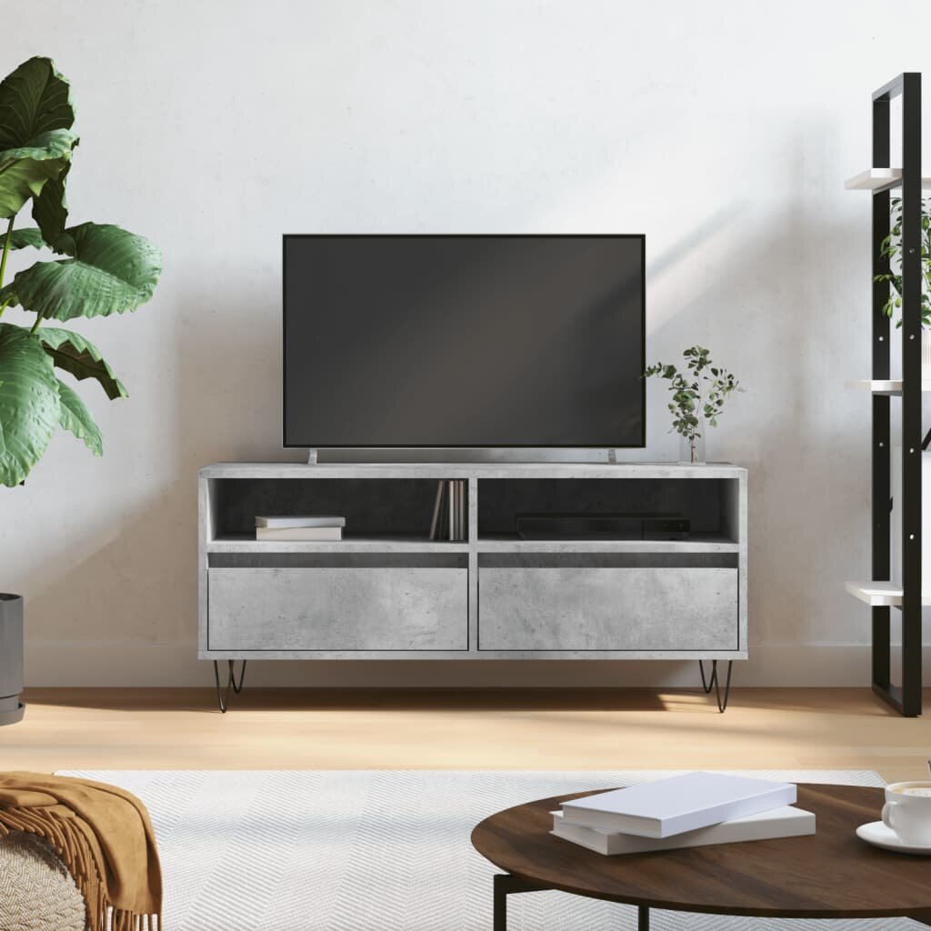 vidaXL ТВ шкаф бетонно сиво 100x345x445 см инженерно дърво