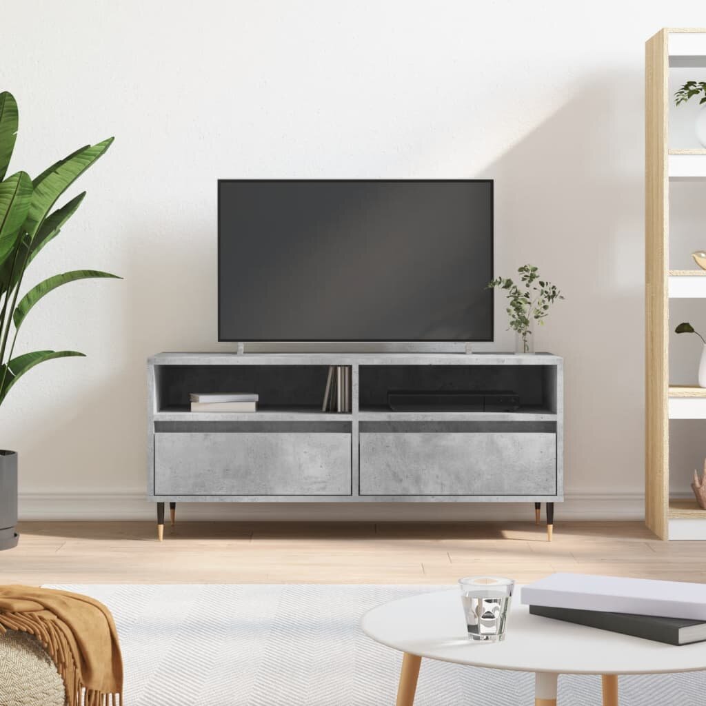 vidaXL ТВ шкаф бетонно сиво 100x345x445 см инженерно дърво