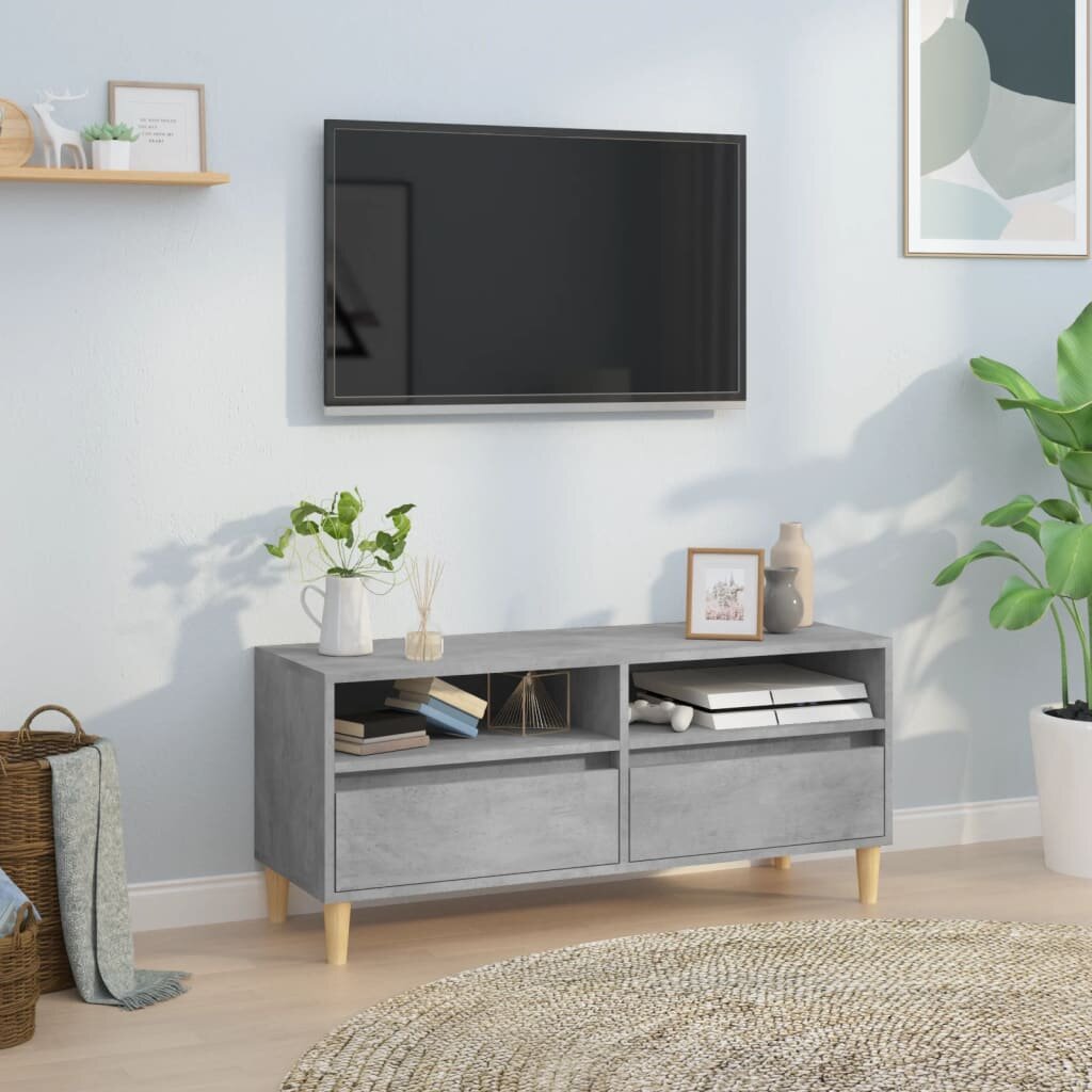 vidaXL ТВ шкаф бетонно сиво 100x345x445 см инженерно дърво