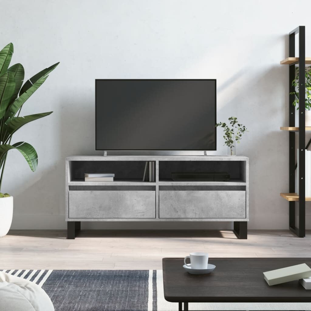 vidaXL ТВ шкаф бетонно сиво 100x345x445 см инженерно дърво
