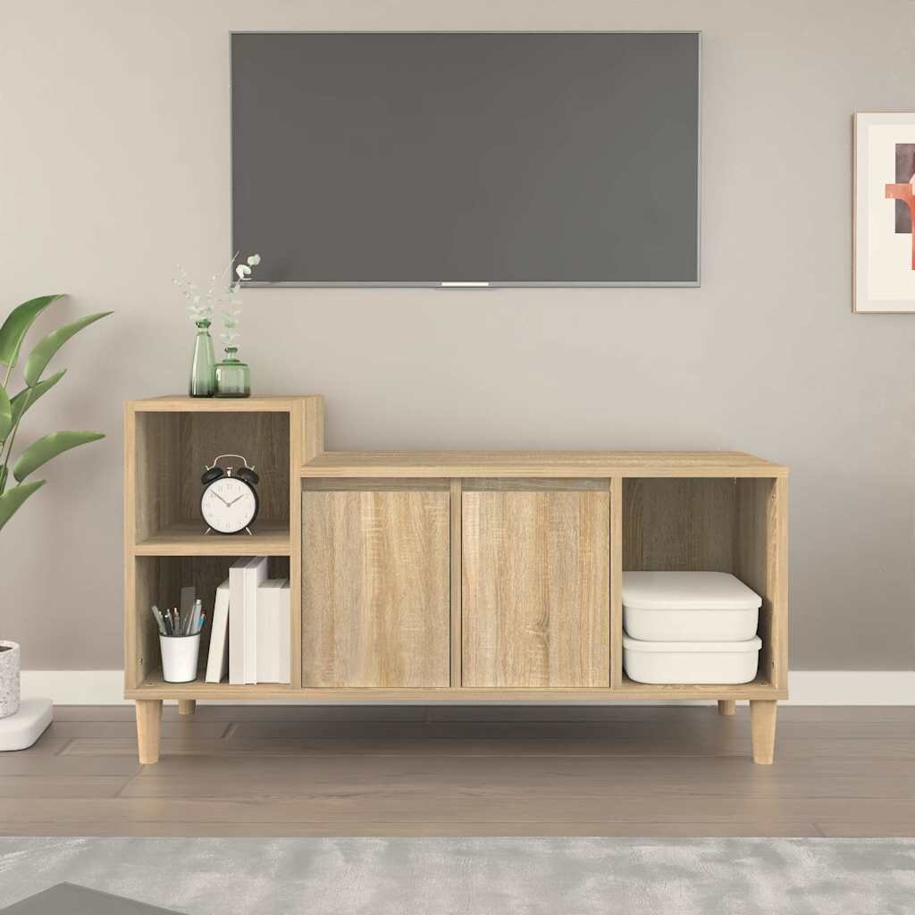 vidaXL ТВ шкаф бетонно сиво 100x35x55 см инженерно дърво