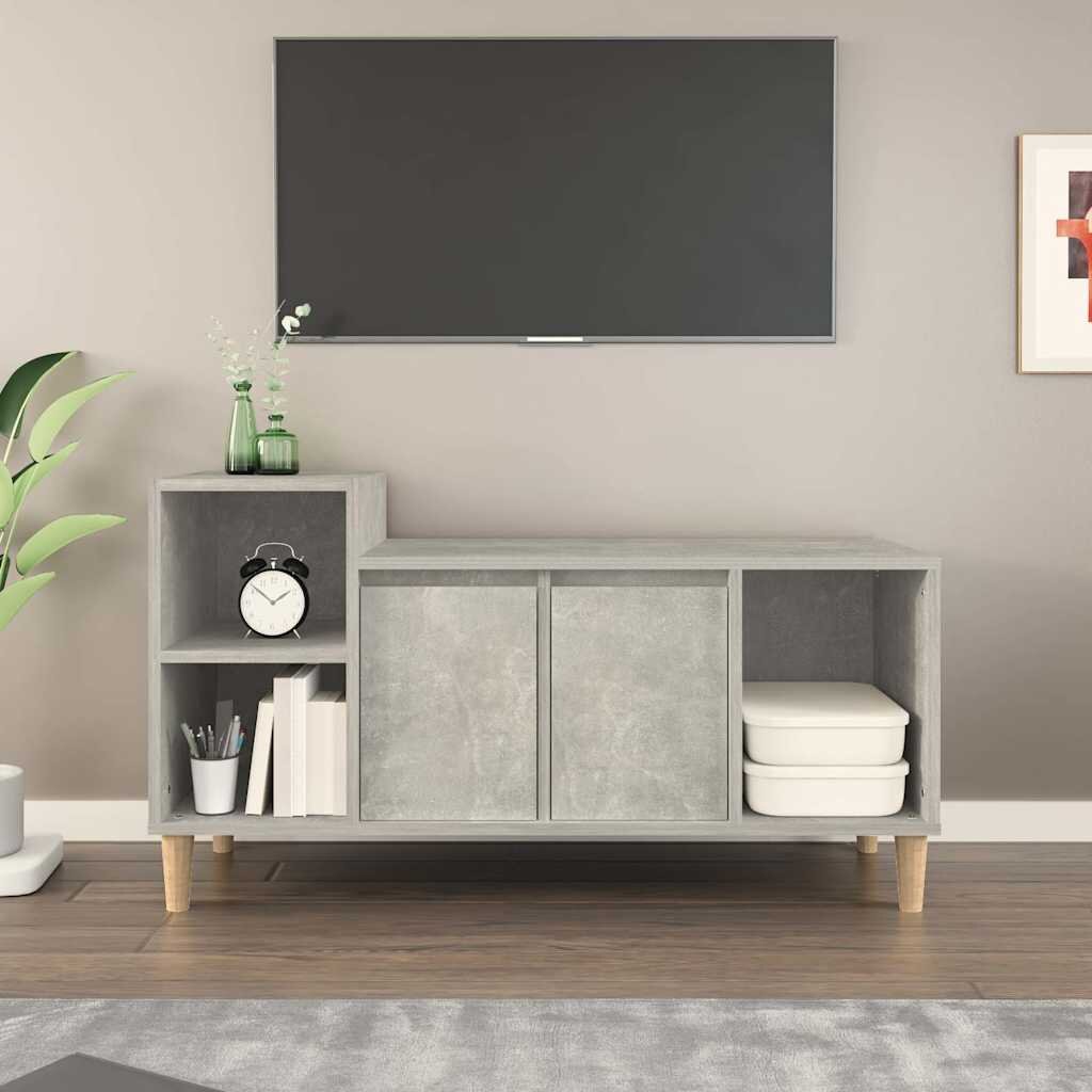 vidaXL ТВ шкаф бетонно сиво 100x35x55 см инженерно дърво