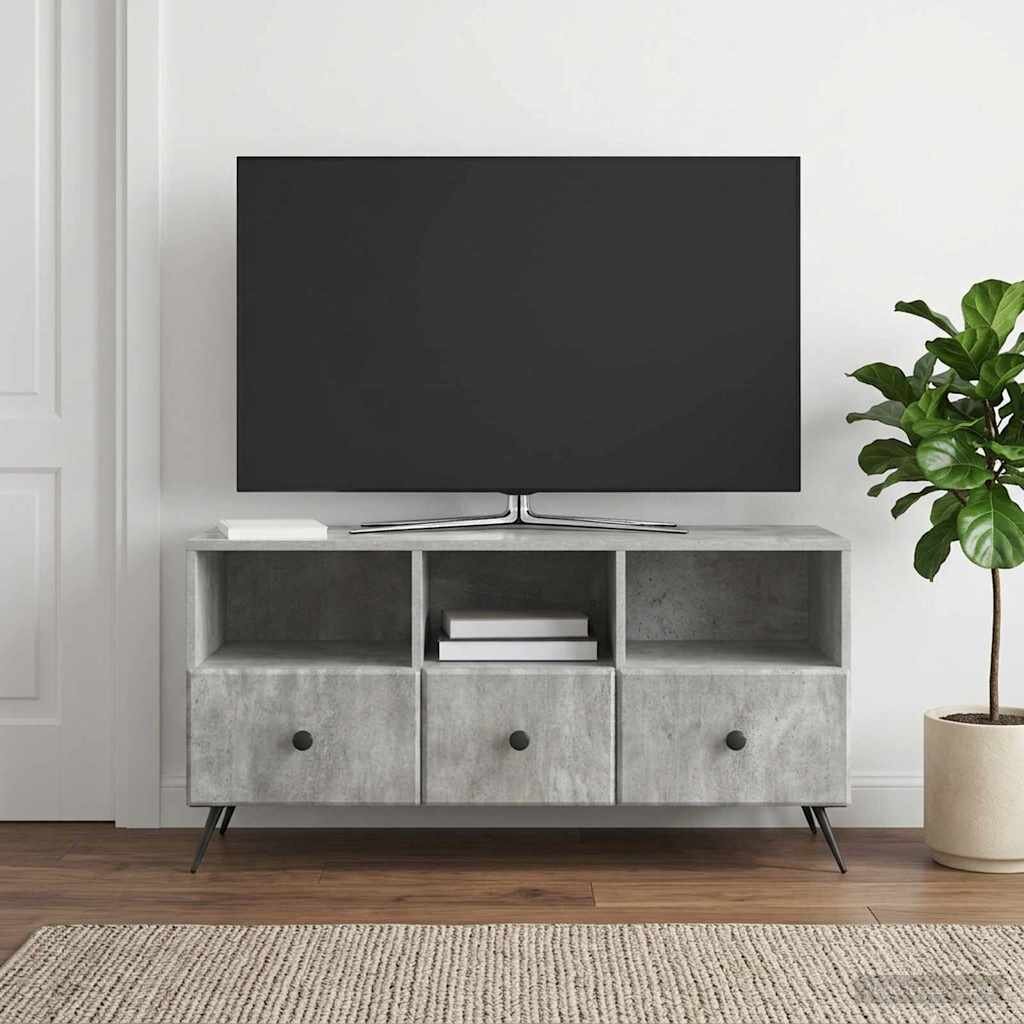 vidaXL ТВ шкаф Бетонно сиво 102 x 345 x 50 см Инженерна дървесина