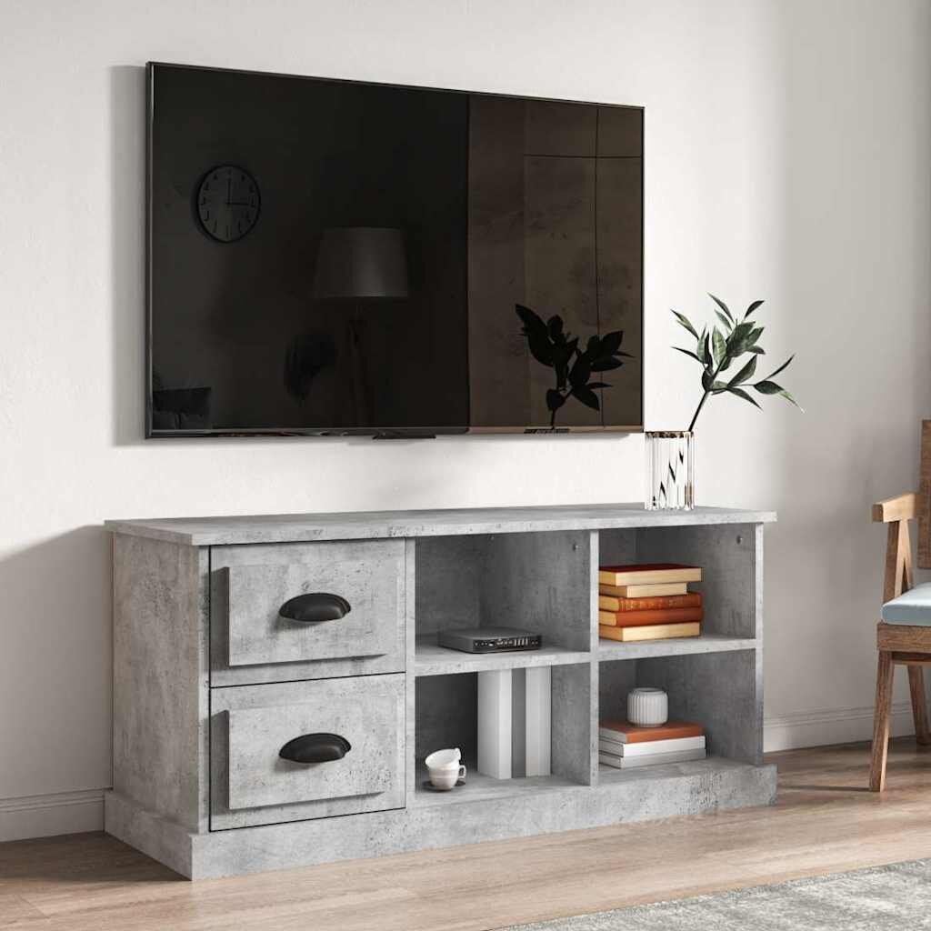 vidaXL ТВ шкаф бетонно сиво 102x355x475 см инженерно дърво