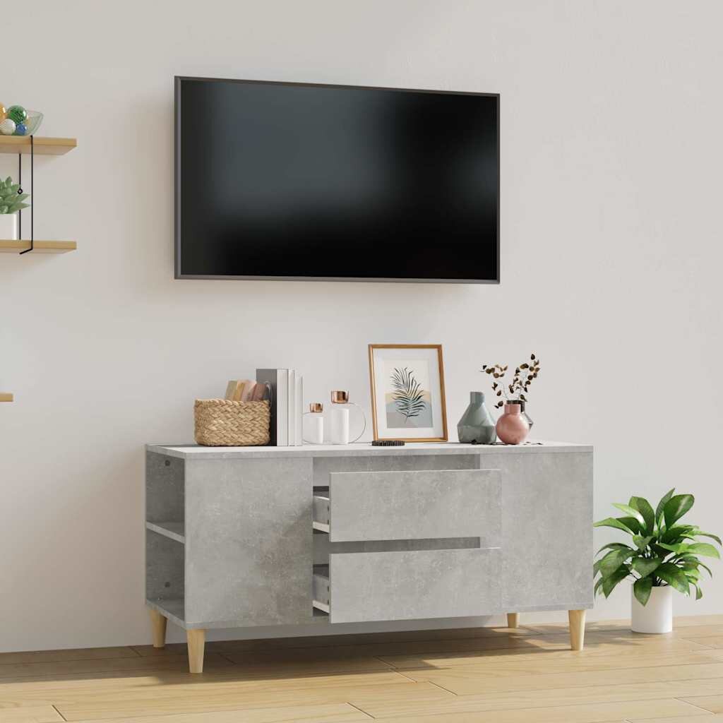vidaXL ТВ шкаф бетонно сиво 102x445x50 см инженерно дърво