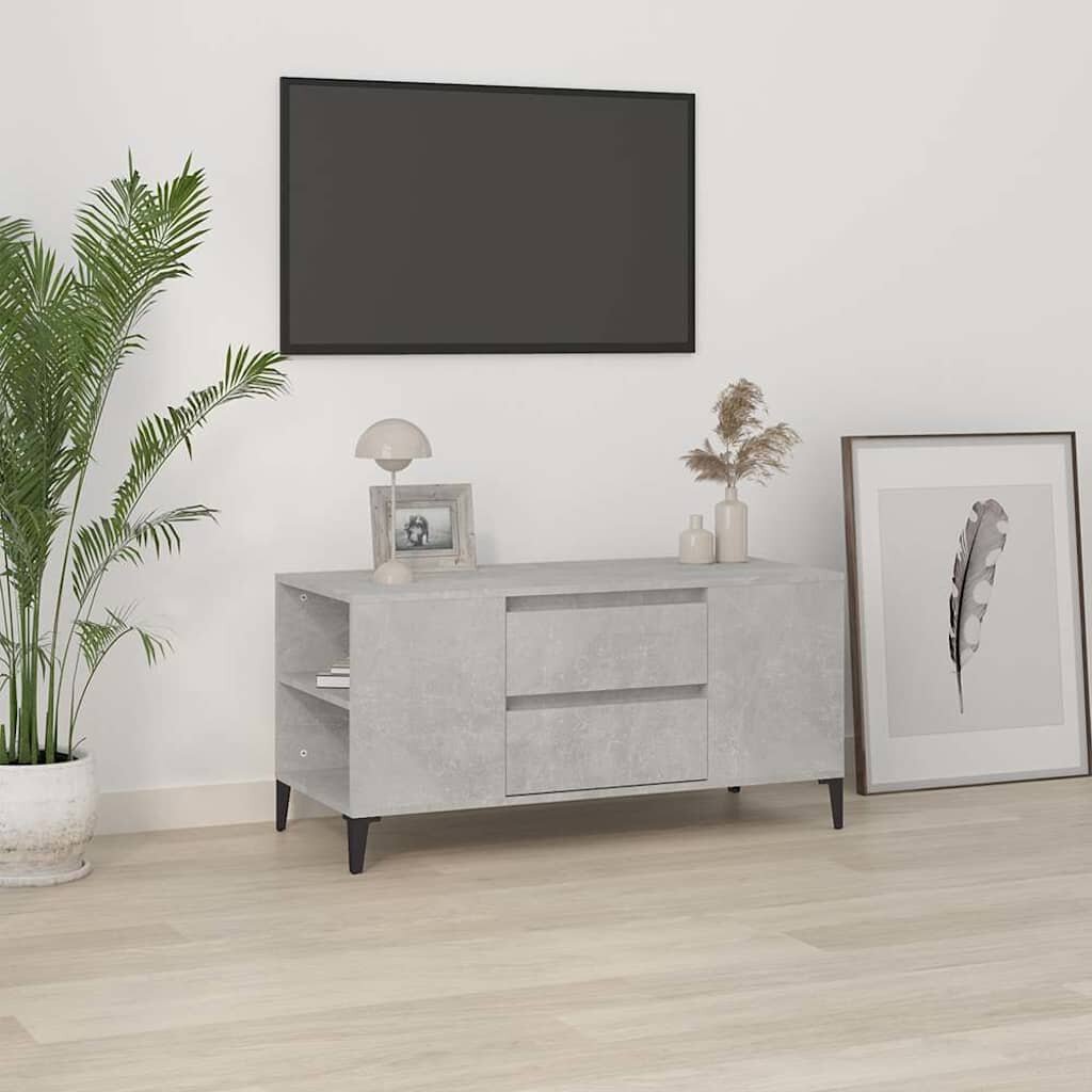 vidaXL ТВ шкаф бетонно сиво 102x445x50 см инженерно дърво