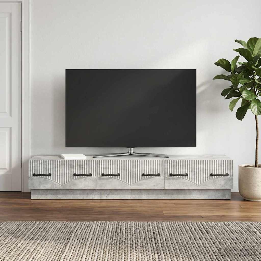 vidaXL ТВ шкаф Бетонно сиво 147 x 345 x 27 см Инженерна дървесина