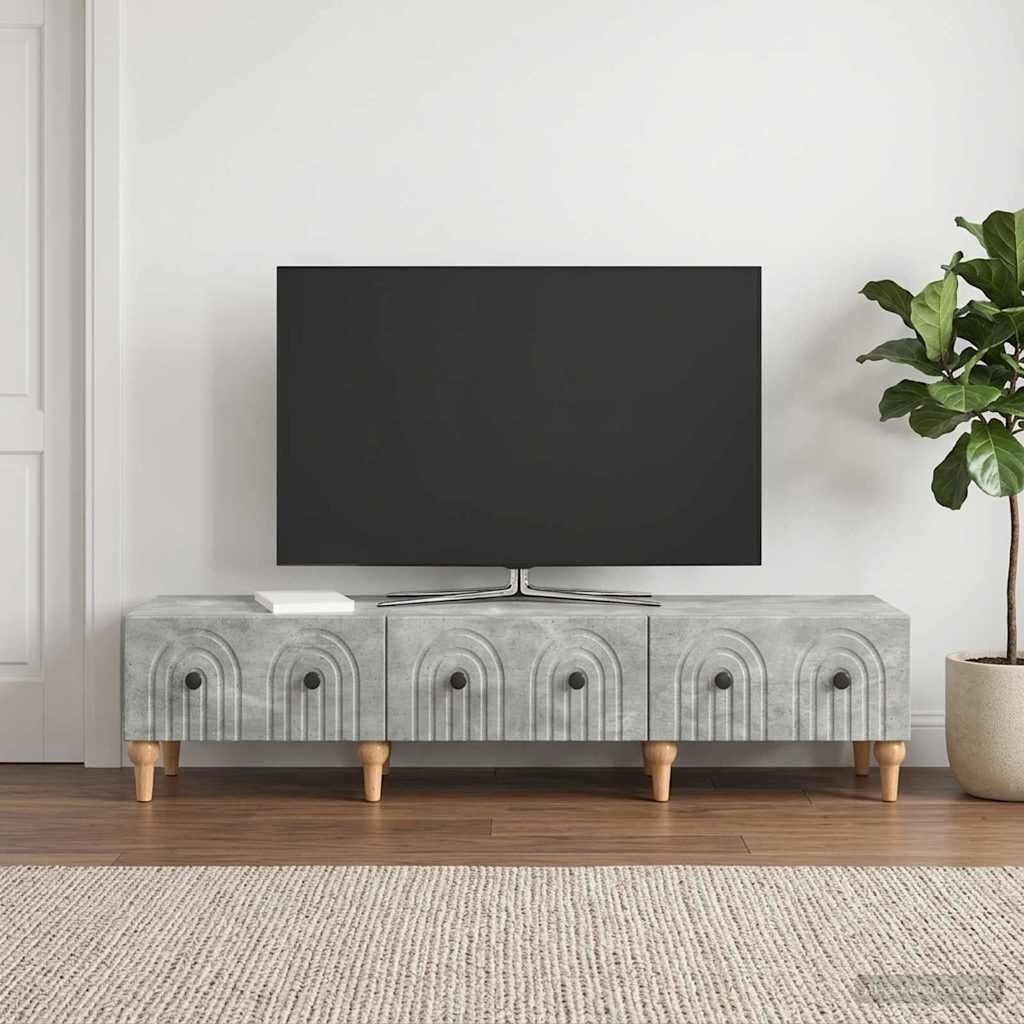 vidaXL ТВ шкаф Бетонно сиво 147 x 345 x 30 см Инженерна дървесина