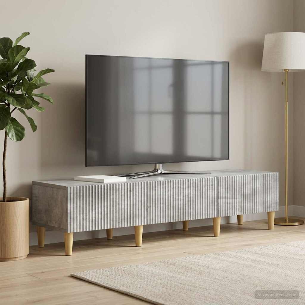vidaXL ТВ шкаф Бетонно сиво 147 x 345 x 30 см Инженерна дървесина