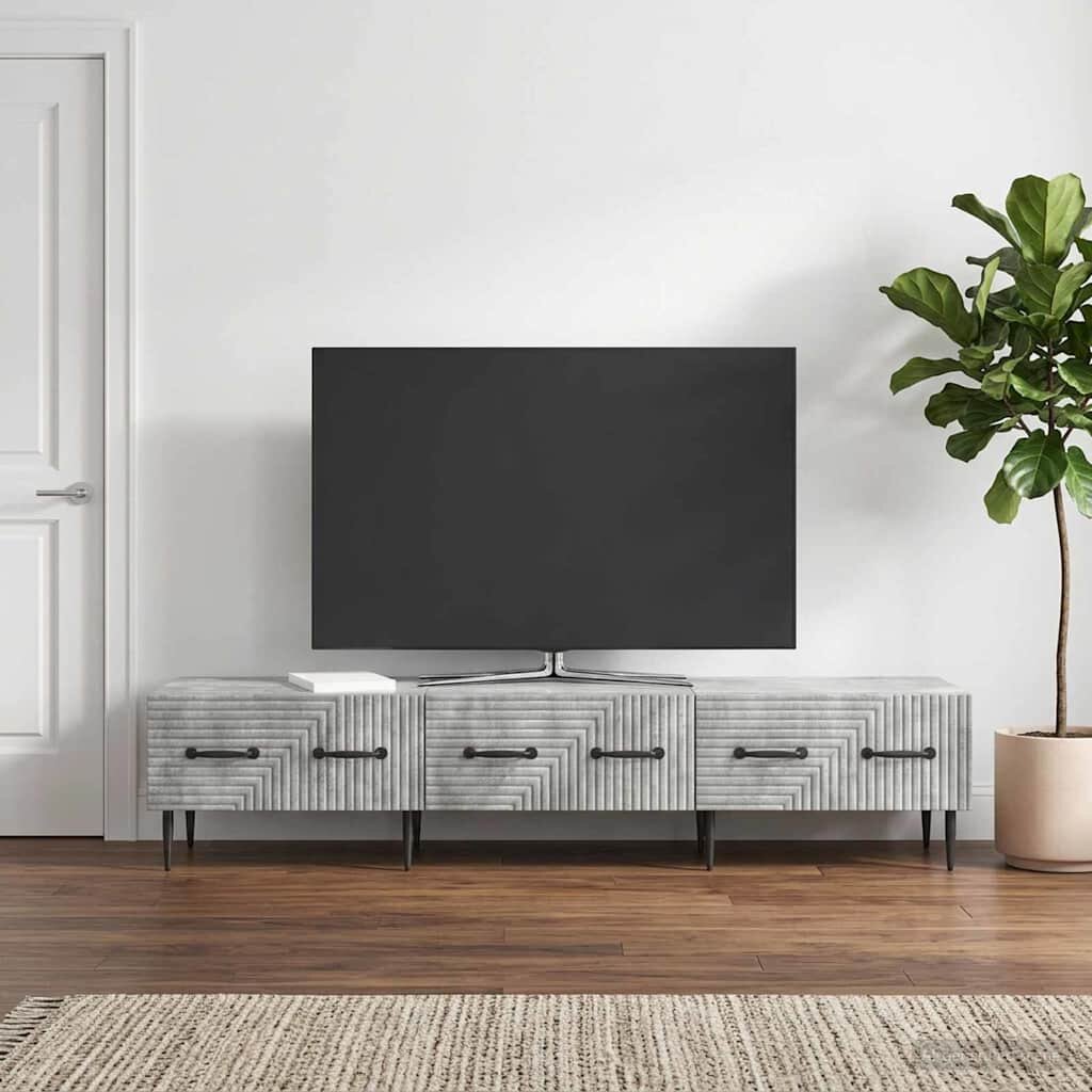 vidaXL ТВ шкаф Бетонно сиво 147 x 345 x 30 см Инженерна дървесина