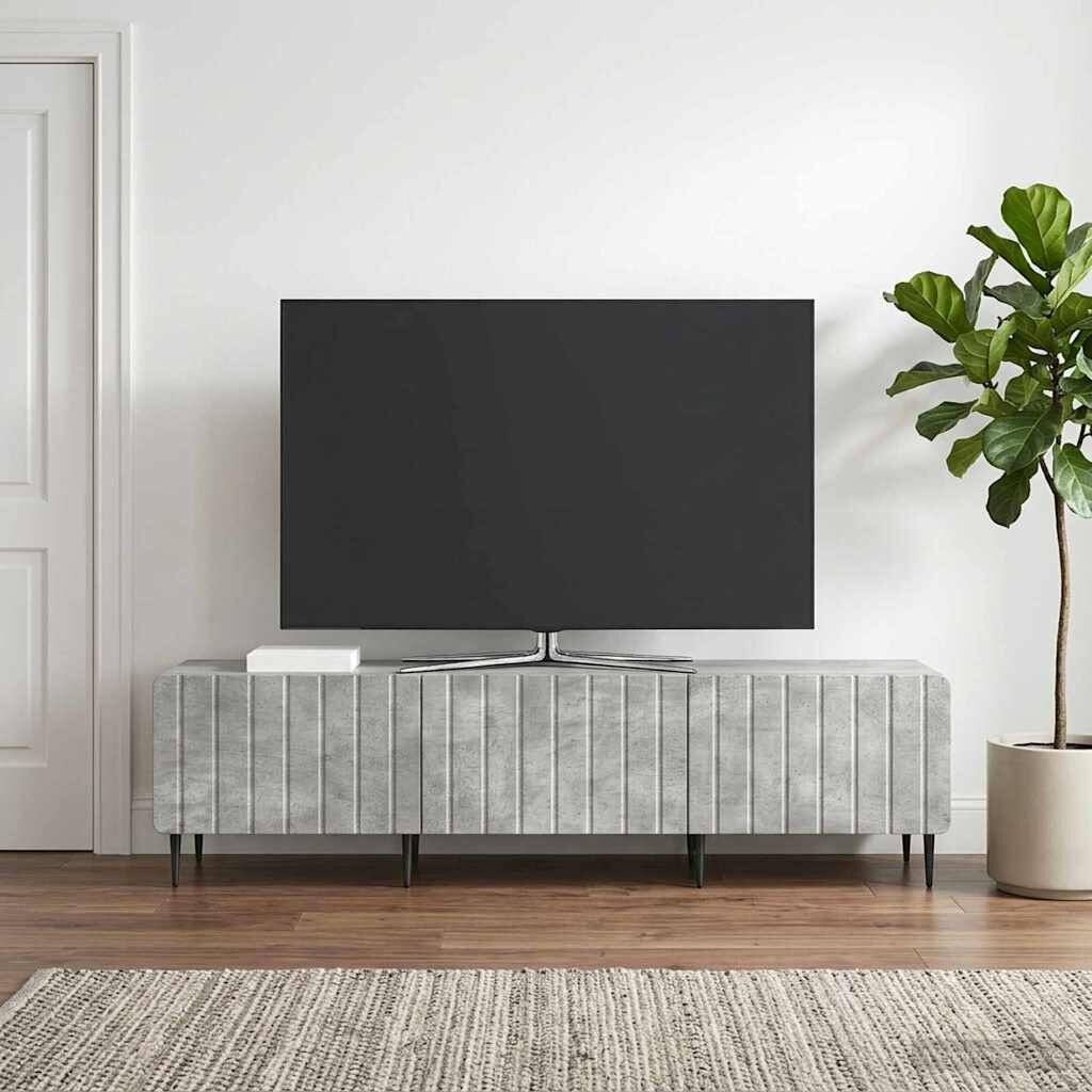 vidaXL ТВ шкаф Бетонно сиво 147 x 345 x 32 см Инженерна дървесина