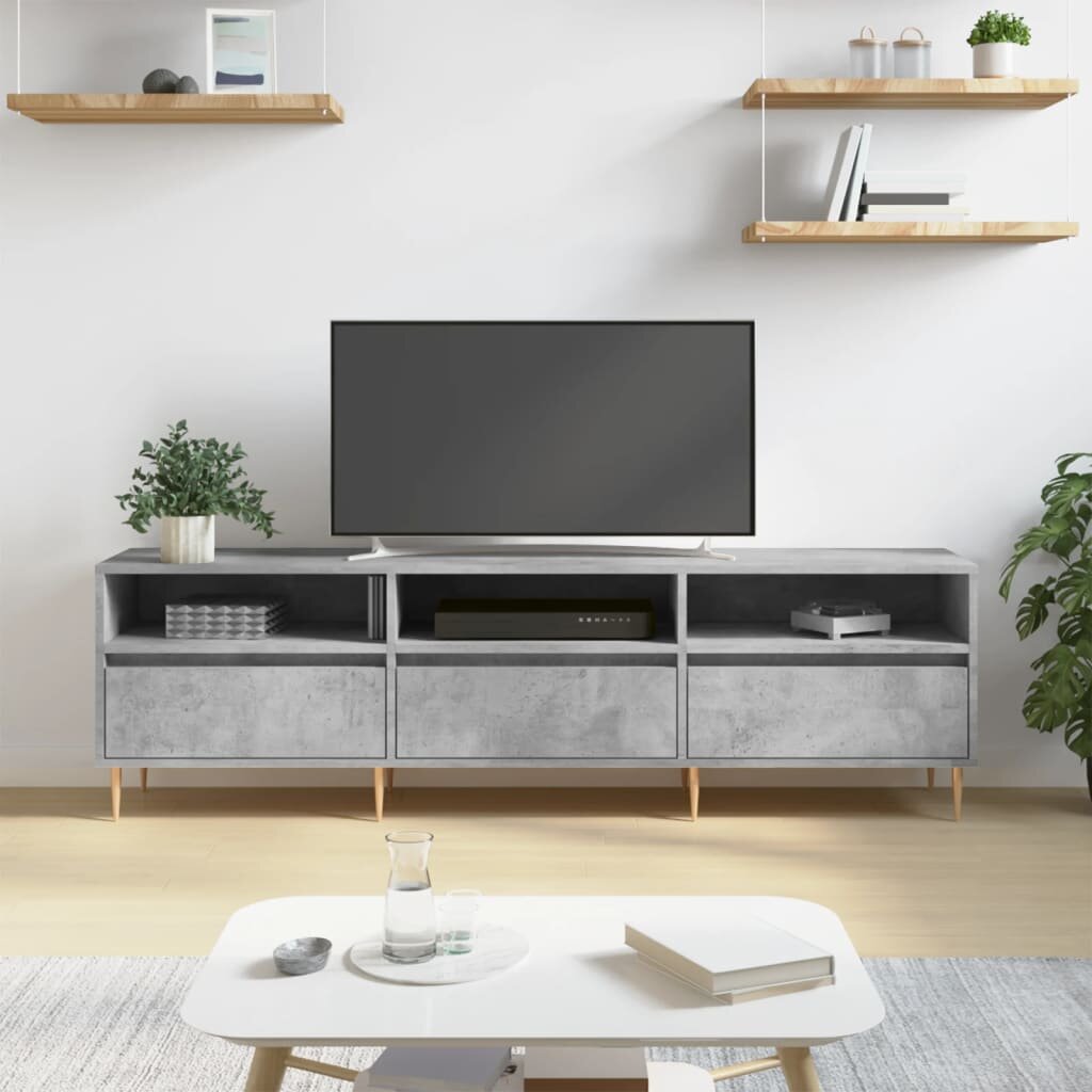 vidaXL ТВ шкаф бетонно сиво 150x30x445 см инженерно дърво