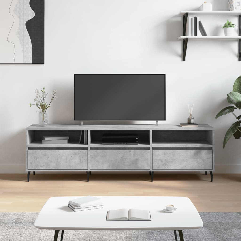 vidaXL ТВ шкаф бетонно сиво 150x30x445 см инженерно дърво