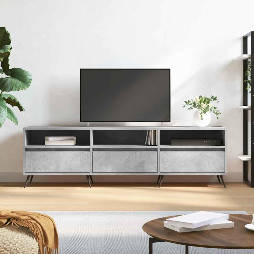 vidaXL ТВ шкаф бетонно сиво 150x30x445 см инженерно дърво