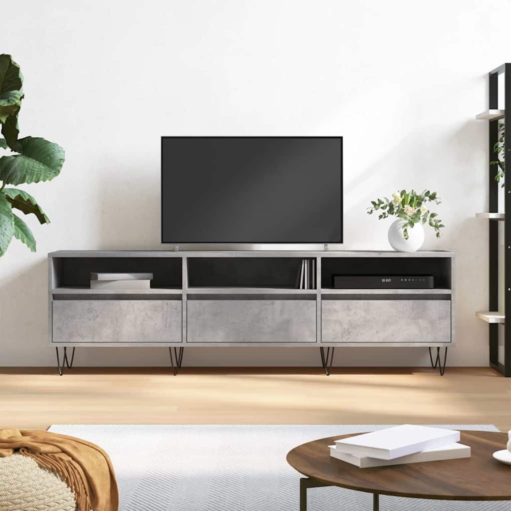 vidaXL ТВ шкаф бетонно сиво 150x30x445 см инженерно дърво