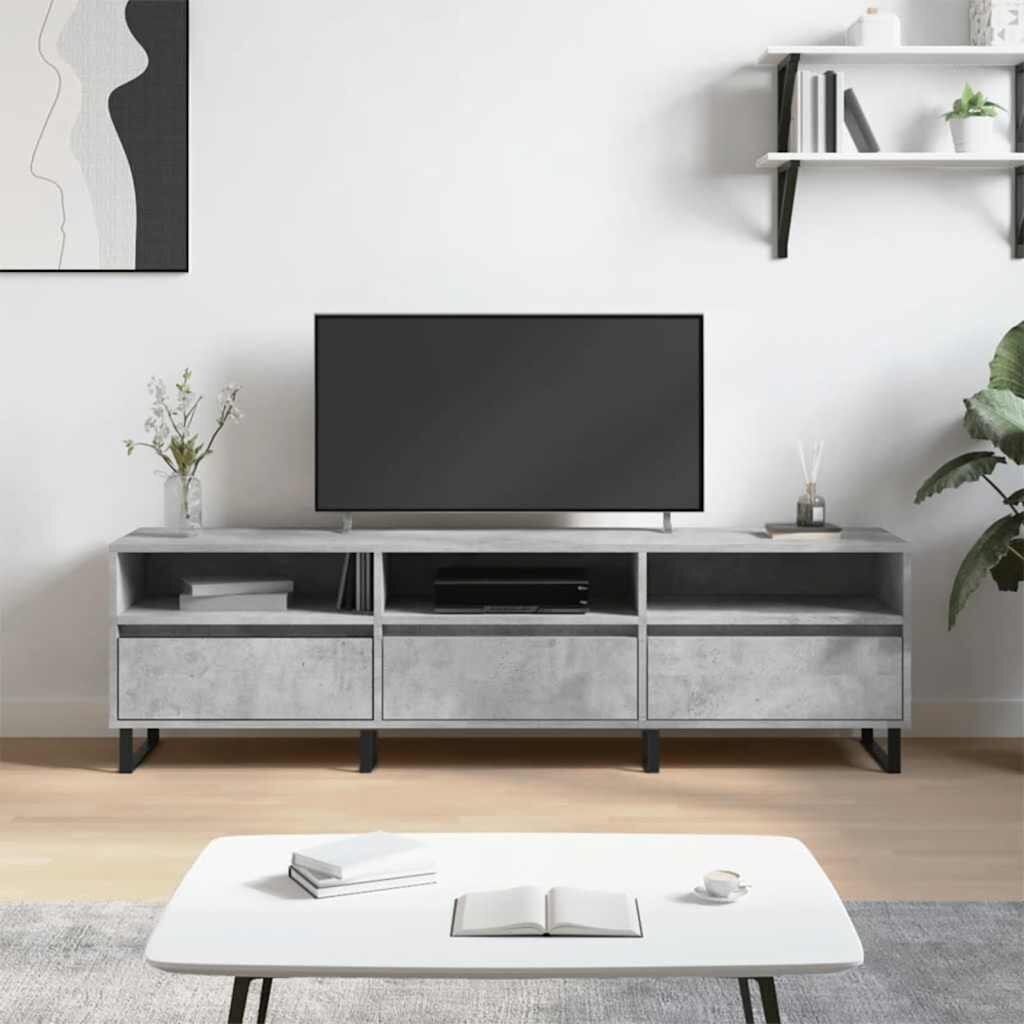 vidaXL ТВ шкаф бетонно сиво 150x30x445 см инженерно дърво