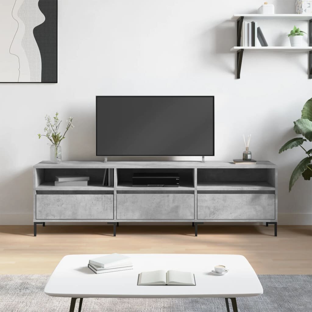 vidaXL ТВ шкаф бетонно сиво 150x30x445 см инженерно дърво