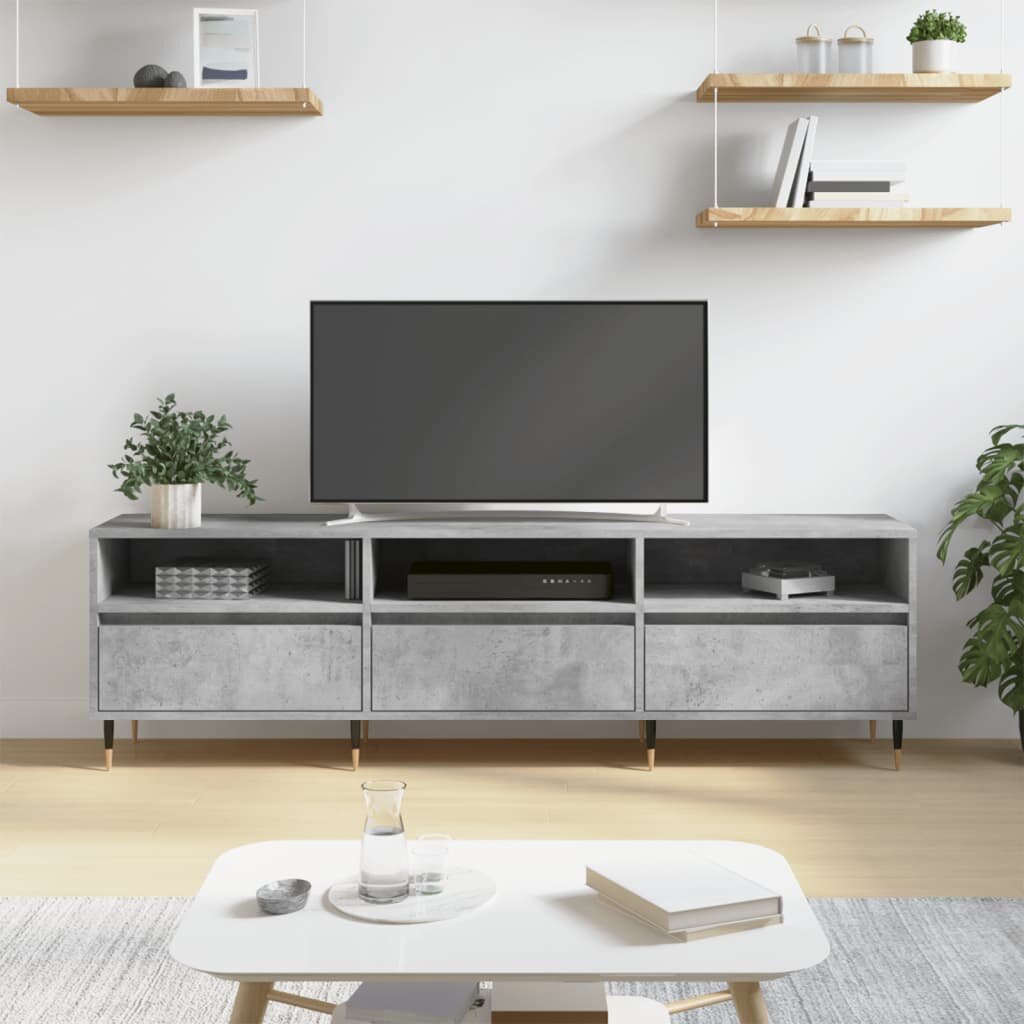 vidaXL ТВ шкаф бетонно сиво 150x30x445 см инженерно дърво