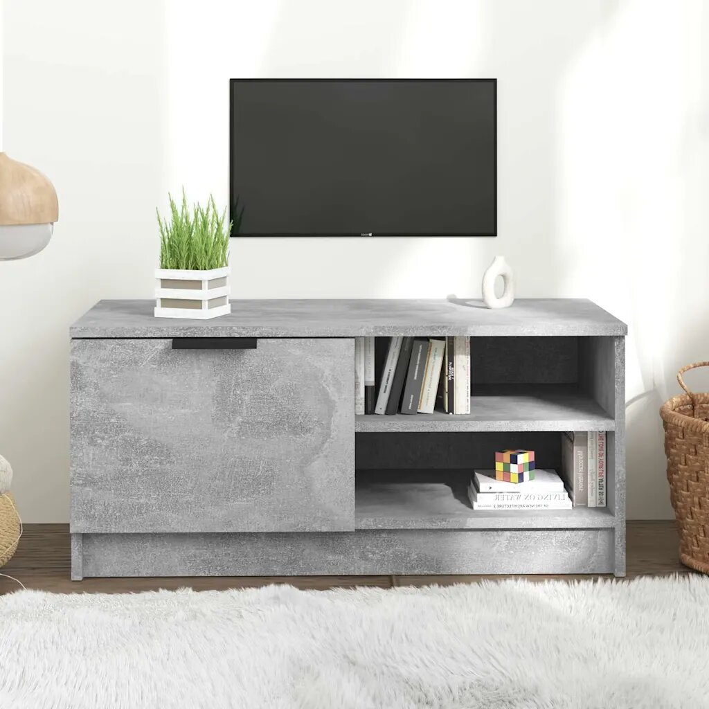 vidaXL ТВ шкаф бетонно сиво 80x35x365 см инженерно дърво