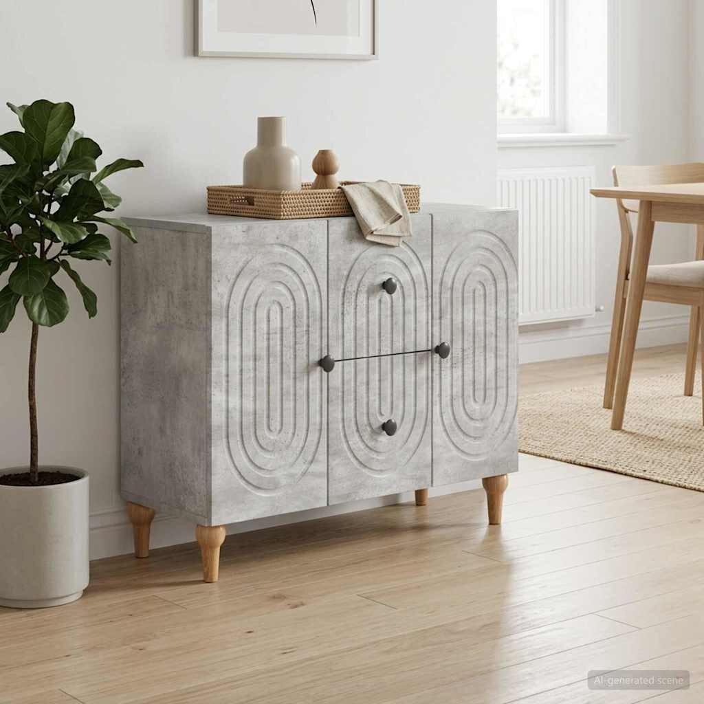 vidaXL ТВ шкаф Бетонно сиво 89 x 345 x 60 см Инженерна дървесина